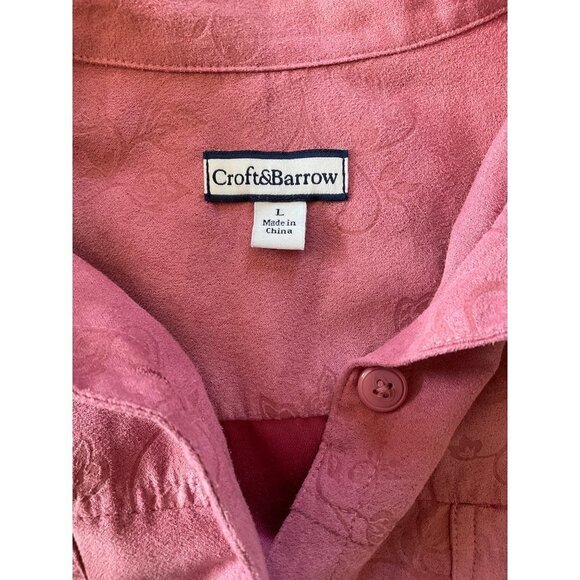 Craft & Barrow floral suede‎ texture lightweight pink jacket women size L - Picture 7 of 11